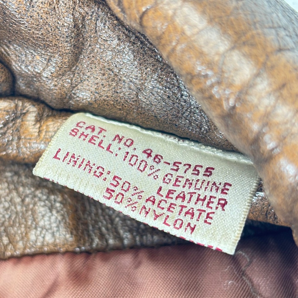 Vintage Leather Bomber Jacket Brown Distressed Aviator Flight 80s Adam Spencer M - Picture 14 of 16